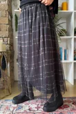 Enid Plaid Tulle Midi Skirt Black